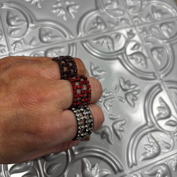 Stackable Crystal Grid Rings - Red, Black, Clear - Picture 5 of 6